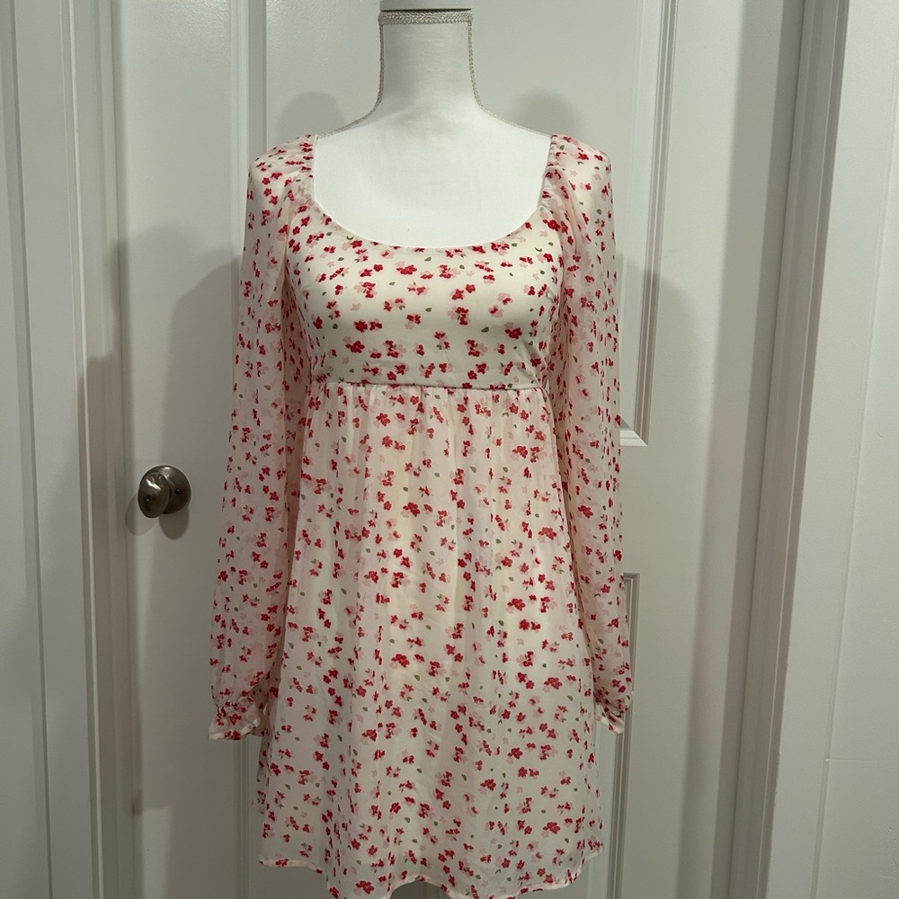 Trixxi Red Floral Long Sleeve Dress